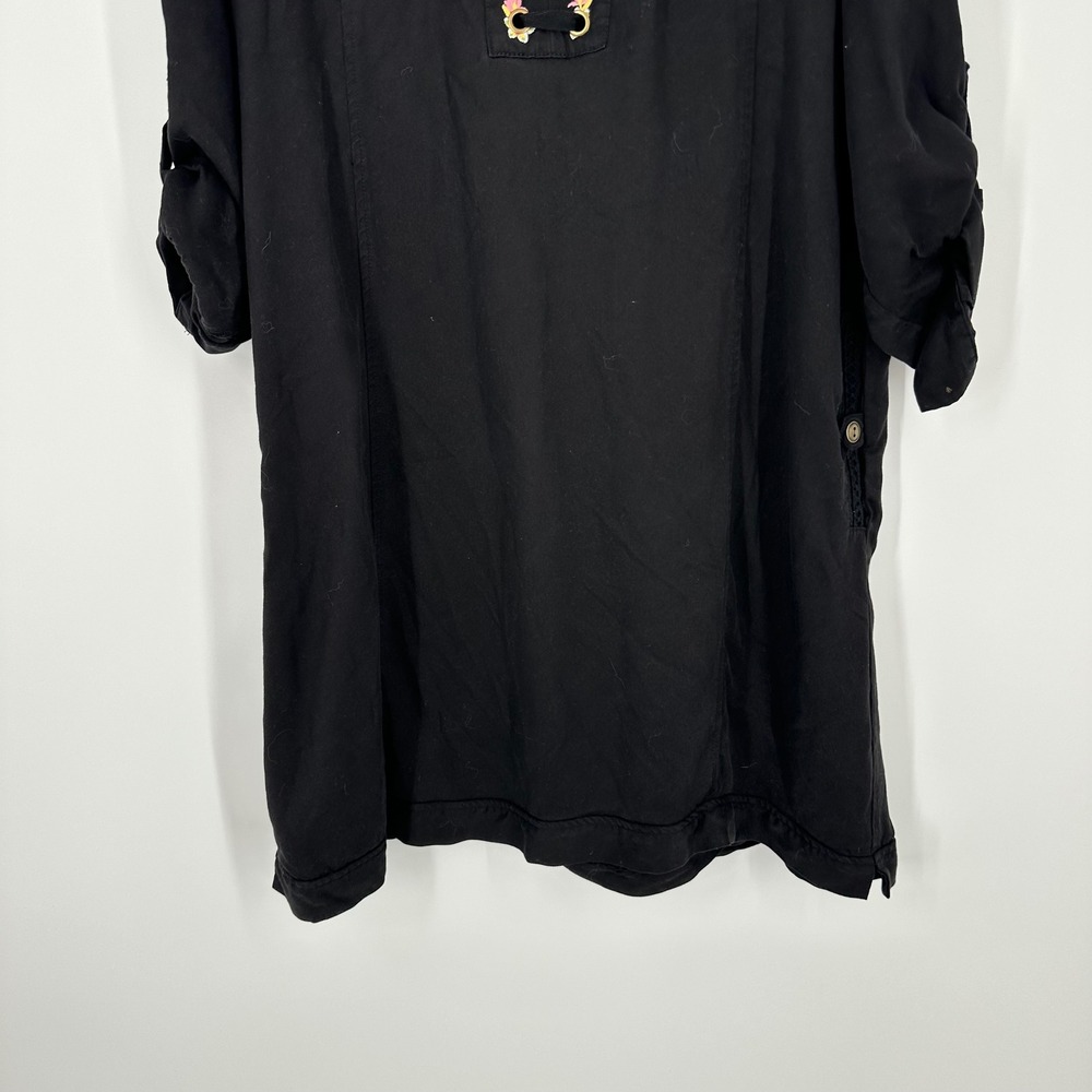 CHELSEA & THEODORE Black Embroidered Lace‎ Up Tunic Dress Size XL - Picture 5 of 10